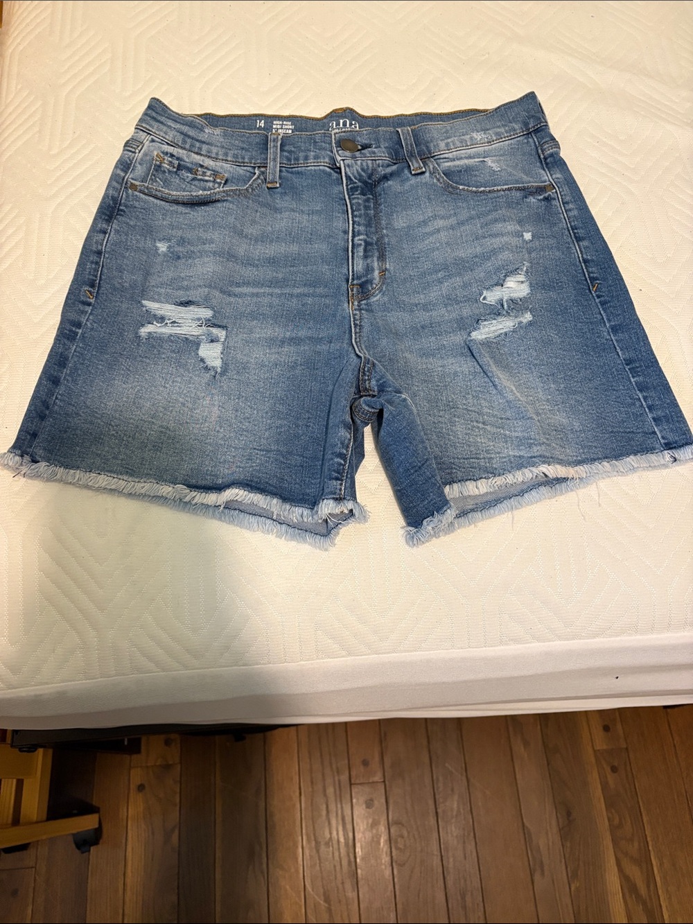 a.n.a Medium Blue Distressed Denim Cutoff Shorts